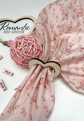 Лён-хлопок ROMANTIC Цветочки Принтованный