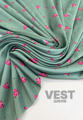 Шелк искусственный VEST Букетики Принтованный