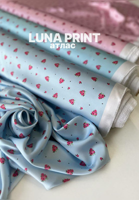 Атлас  LUNA PRINT розовые букетики Атлас