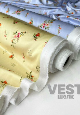Шелк искусственный VEST Цветочки Принтованный