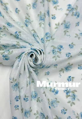 Батист MURMUR Голубые бутоны Принтованный