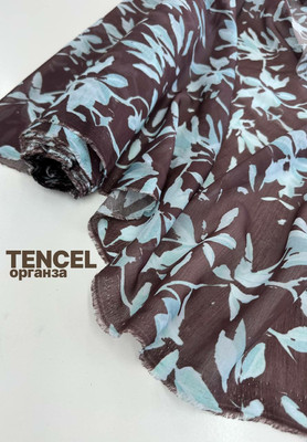 Органза TENCEL мятные цветы Органза