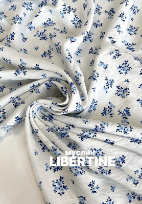 Муслин LIBERTINE голубые цветочки Муслин