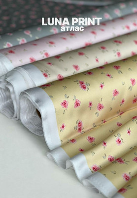 Атлас LUNA PRINT розовые бутоны LUNA PRINT