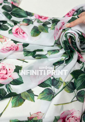 Шифон INFINITI PRINT Розовые розы INFINITI PRINT