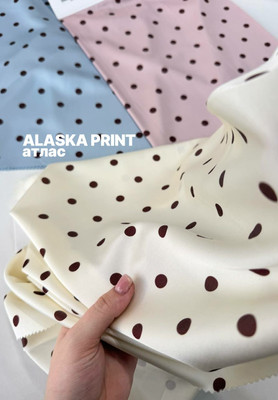 Атлас ALASKA PRINT кофейный горошек Принтованный