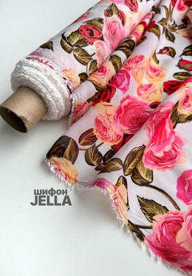 Шифон JELLA крупные розы Шифон