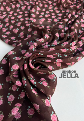 Шифон JELLA Розовые розочки и мелкий цветочек Шифон